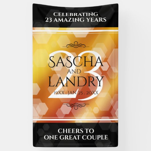 Elegant 23rd Imperial Topaz Wedding Jubileum Spandoek (Verticaal)