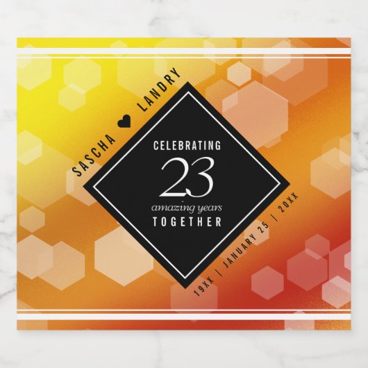 Elegant 23rd Imperial Topaz Wedding Jubileum Sparkling Wijnetiket (Enkel label)