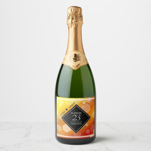 Elegant 23rd Imperial Topaz Wedding Jubileum Sparkling Wijnetiket (Voorkant)