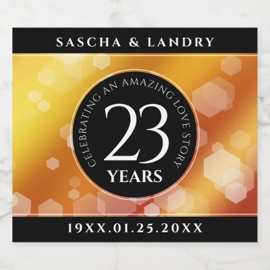 Elegant 23rd Imperial Topaz Wedding Jubileum Sparkling Wijnetiket (Enkel label)
