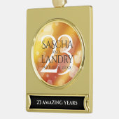 Elegant 23rd Imperial Topaz Wedding Jubileum Verguld Banner Ornament (Links)