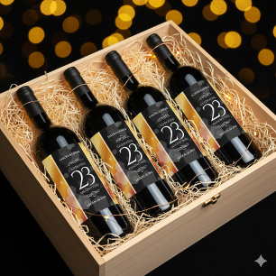 Elegant 23rd Imperial Topaz Wedding Jubileum Wijn Etiket