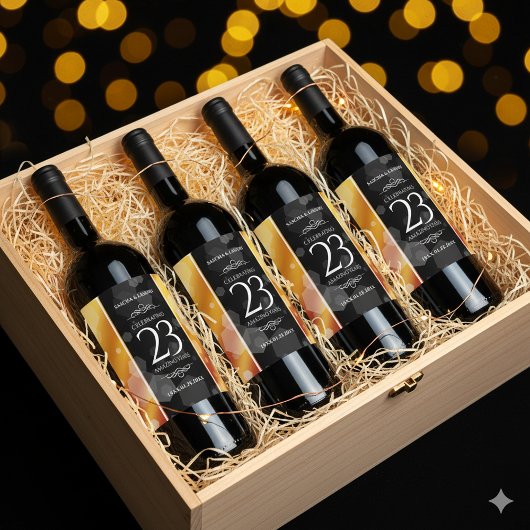 Elegant 23rd Imperial Topaz Wedding Jubileum Wijn Etiket