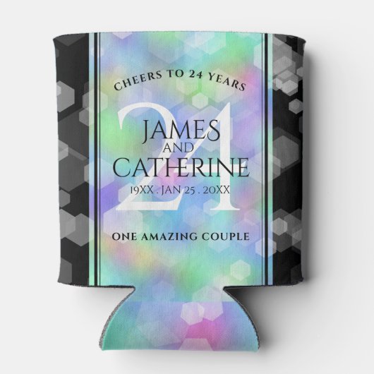 Elegant 24th Opal Wedding Jubileum Celebration Blikjeskoeler (Achterkant)