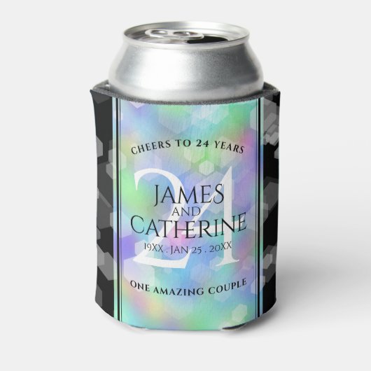 Elegant 24th Opal Wedding Jubileum Celebration Blikjeskoeler (Blikje Achterkant)