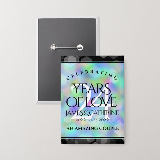 Elegant 24th Opal Wedding Jubileum Celebration Button (Voorkant / Achterkant)