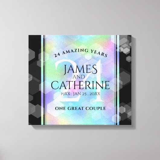 Elegant 24th Opal Wedding Jubileum Celebration Canvas Afdruk (Voorkant)