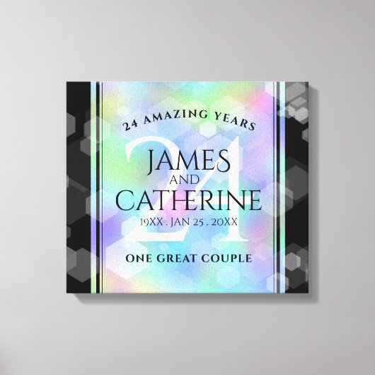 Elegant 24th Opal Wedding Jubileum Celebration Canvas Afdruk (Voorkant)