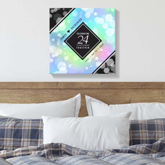 Elegant 24th Opal Wedding Jubileum Celebration Canvas Afdruk (Insitu (Slaapkamer))