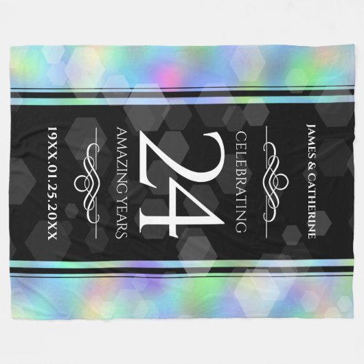 Elegant 24th Opal Wedding Jubileum Celebration Fleece Deken (Voorkant (Horizontaal))