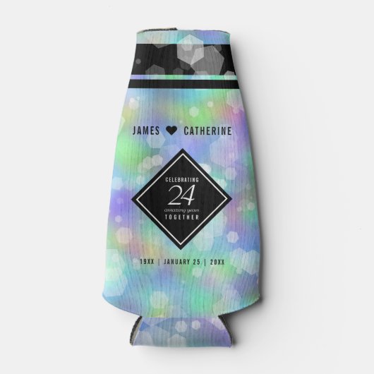 Elegant 24th Opal Wedding Jubileum Celebration Flesjeskoeler (Voorkant)