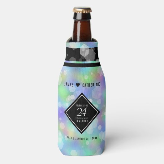 Elegant 24th Opal Wedding Jubileum Celebration Flesjeskoeler (Fles Voorkant)