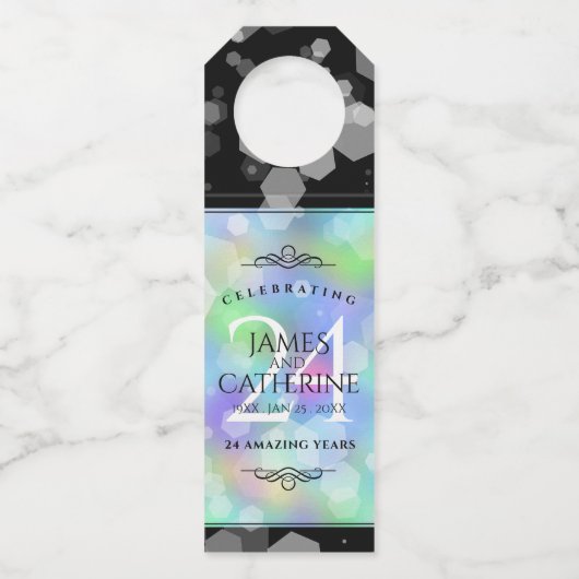 Elegant 24th Opal Wedding Jubileum Celebration Flessenhanger (Achterkant)