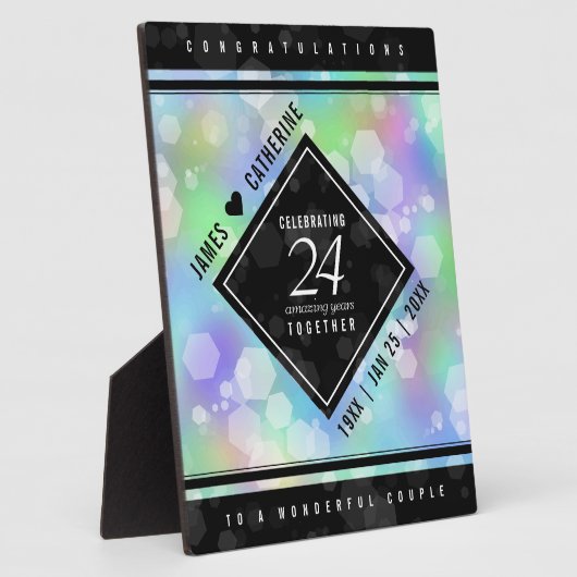 Elegant 24th Opal Wedding Jubileum Celebration Fotoplaat (Zijkant)