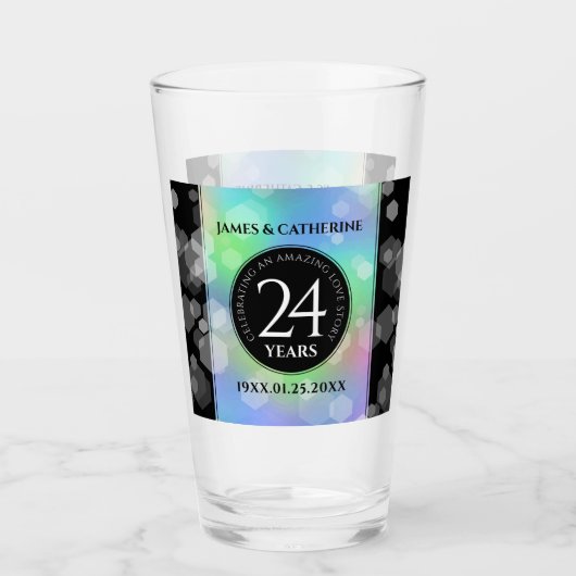 Elegant 24th Opal Wedding Jubileum Celebration Glas (Voorkant)
