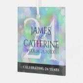 Elegant 24th Opal Wedding Jubileum Celebration Glas Ornament (Voorkant links)