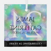 Elegant 24th Opal Wedding Jubileum Celebration Glas Ornament (Achterkant)