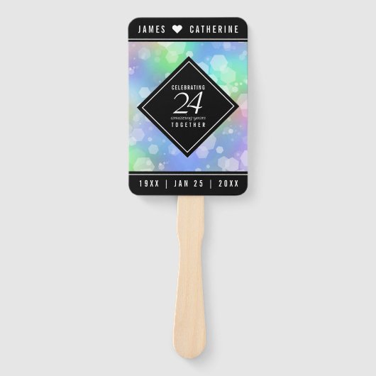 Elegant 24th Opal Wedding Jubileum Celebration Handwaaier (Voorkant)