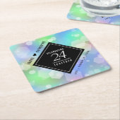 Elegant 24th Opal Wedding Jubileum Celebration Kartonnen Onderzetters (Schuin)