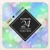 Elegant 24th Opal Wedding Jubileum Celebration Kartonnen Onderzetters (Voorkant)