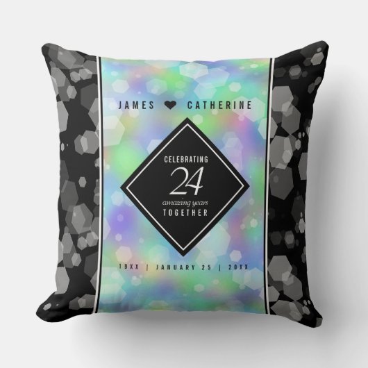Elegant 24th Opal Wedding Jubileum Celebration Kussen (Voorkant)
