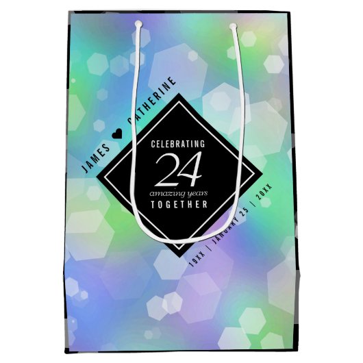 Elegant 24th Opal Wedding Jubileum Celebration Medium Cadeauzakje (Achterkant)