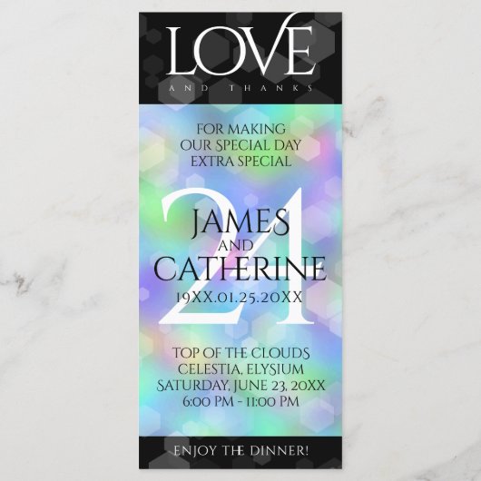 Elegant 24th Opal Wedding Jubileum Celebration Menu (Achterkant)