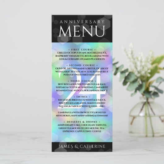 Elegant 24th Opal Wedding Jubileum Celebration Menu (Staand voorkant)