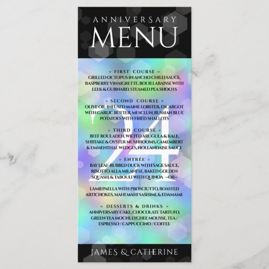 Elegant 24th Opal Wedding Jubileum Celebration Menu (Voorkant)