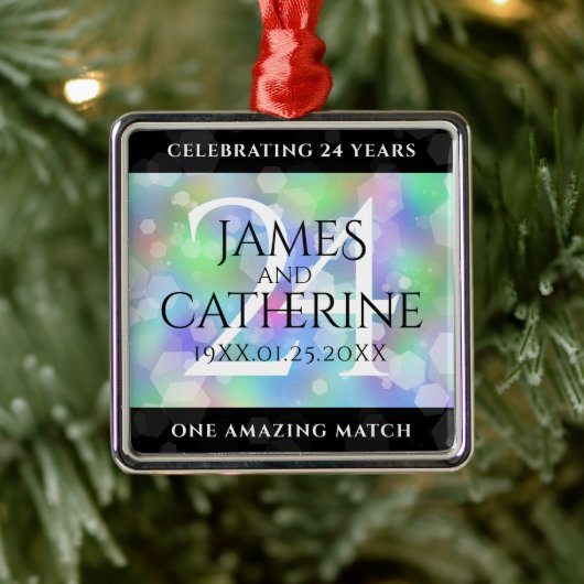 Elegant 24th Opal Wedding Jubileum Celebration Metalen Ornament (Boom)