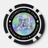 Elegant 24th Opal Wedding Jubileum Celebration Poker Chips (Achterkant)