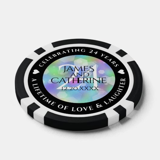 Elegant 24th Opal Wedding Jubileum Celebration Poker Chips (Enkel)