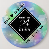 Elegant 24th Opal Wedding Jubileum Celebration Ronde Button 6,0 Cm (Voorkant)