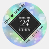 Elegant 24th Opal Wedding Jubileum Celebration Ronde Sticker (Voorkant)