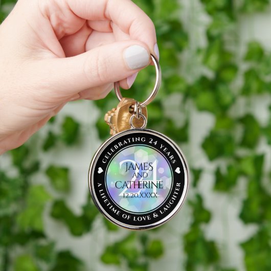 Elegant 24th Opal Wedding Jubileum Celebration Sleutelhanger (Hand)