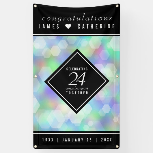 Elegant 24th Opal Wedding Jubileum Celebration Spandoek (Verticaal)