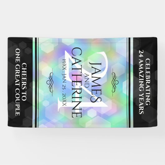 Elegant 24th Opal Wedding Jubileum Celebration Spandoek (Horizontaal)