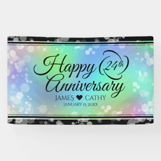 Elegant 24th Opal Wedding Jubileum Celebration Spandoek (Horizontaal)