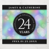 Elegant 24th Opal Wedding Jubileum Celebration Sparkling Wijnetiket (Enkel label)