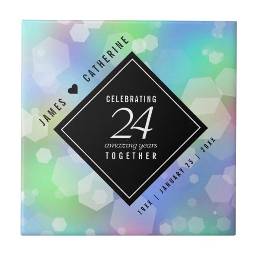 Elegant 24th Opal Wedding Jubileum Celebration Tegeltje (Voorkant)