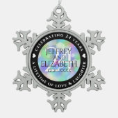 Elegant 24th Opal Wedding Jubileum Celebration Tin Sneeuwvlok Ornament (Voorkant)