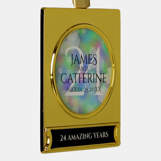 Elegant 24th Opal Wedding Jubileum Celebration Verguld Banner Ornament (Rechts)