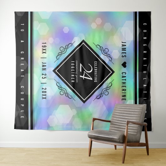 Elegant 24th Opal Wedding Jubileum Celebration Wandkleed (In Situ (horizontaal))