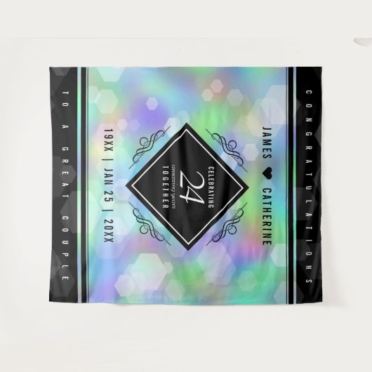 Elegant 24th Opal Wedding Jubileum Celebration Wandkleed (Voorkant (horizontaal))