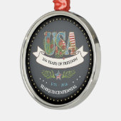 Elegant 250th Anniversary Bold Charcoal Silver  Metalen Ornament (Links)