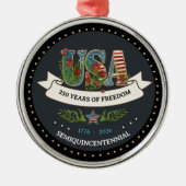 Elegant 250th Anniversary Bold Charcoal Silver  Metalen Ornament (Voorkant)