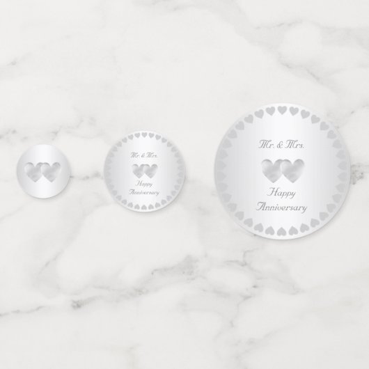 Elegant 25 Silver Wedding Jubileum Confetti (Voorkanten)