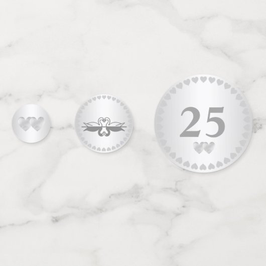 Elegant 25 Silver Wedding Jubileum Confetti (Achterkanten)