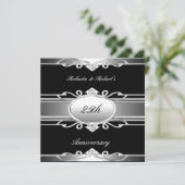Elegant 25e Jubileum Black Silver Kaart (Staand voorkant)