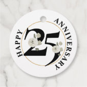Elegant 25e Jubileum Floral Bedankjes Labels (Voorkant)